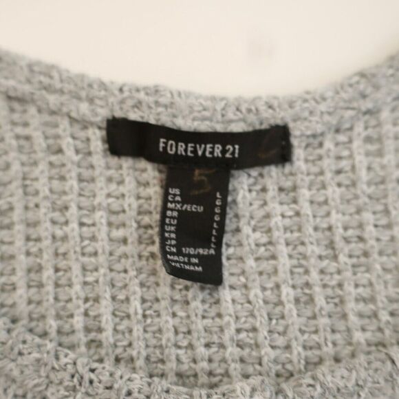 Forever 21 Gray Knit‎ Cropped Button Front Tank Top Large Scroop Neck Open Back - Picture 3 of 3